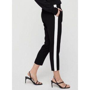 Aritzia Babaton Conan Cropped Pant Black with White Tuxedo Stripe Size 0